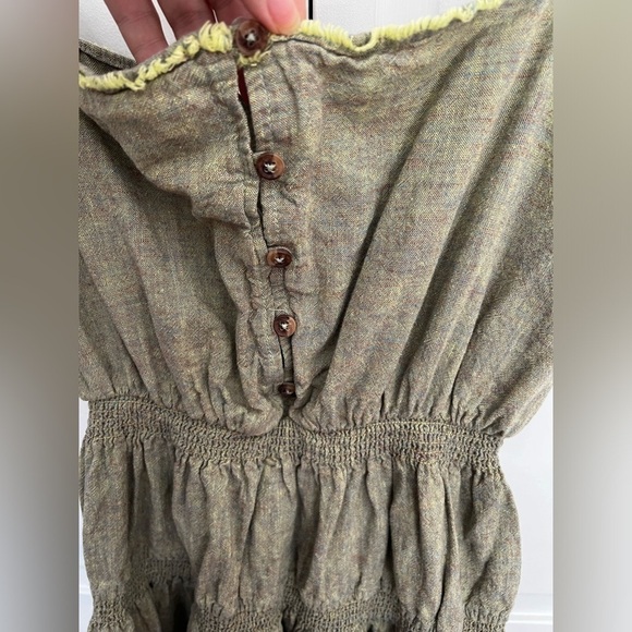 Urban Outfitters | Ella Linen | Drop Waist |‎ A Line | Green | Midi | Dress | L - Picture 6 of 7